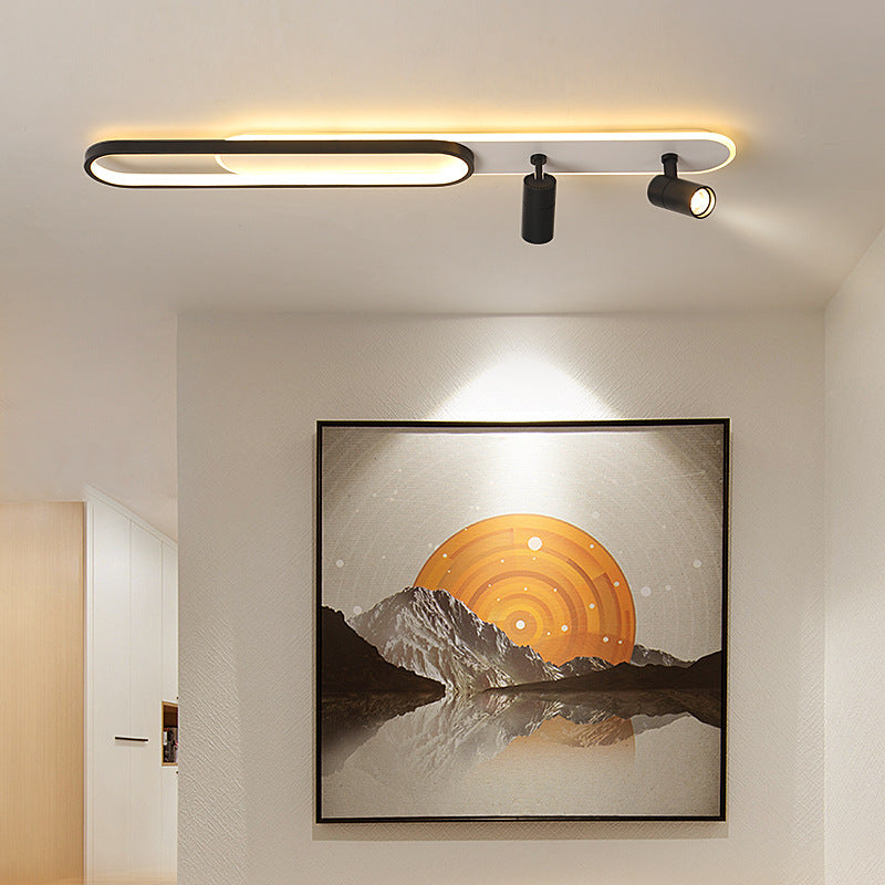 Minimalist LED Ceiling Mounted Lamp Fixture Black Oval Ceiling Light Fixture