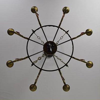 Luz de suspensión Tiffany 9 luces Luz de la lámpara de cristal con sombra de vidrio en azul para el dormitorio