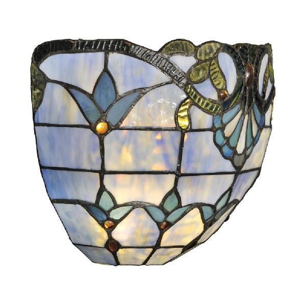 Stained Glass Bowl Wall Light Victorian Style 1 Light Sconce Light in Blue for Coffee Shop