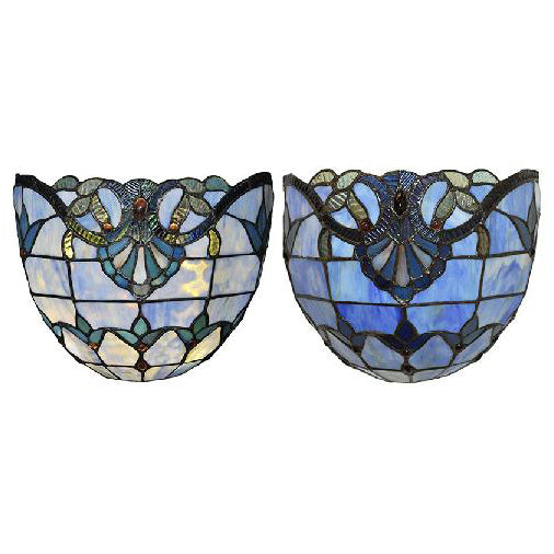 Stained Glass Bowl Wall Light Victorian Style 1 Light Sconce Light in Blue for Coffee Shop