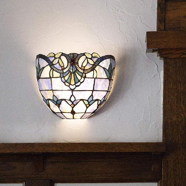 Stained Glass Bowl Wall Light Victorian Style 1 Light Sconce Light in Blue for Coffee Shop
