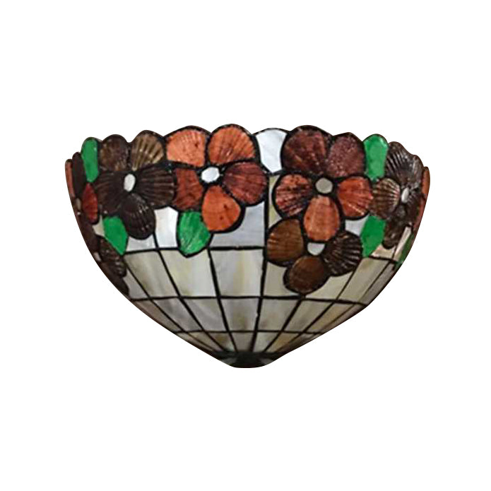 Shell Flower Wall Sconce Light with Bowl Shade Lodge Style Wall Lighting for Living Room