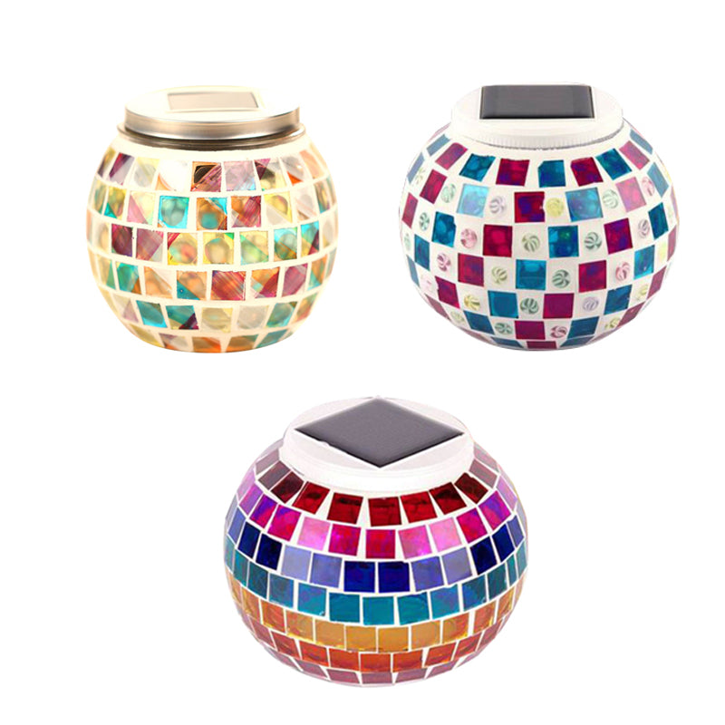 Mosaico de mesa de globo de mosaico Tombra de vidrio manchado de vidrio de iluminación solar decorativa para la cama