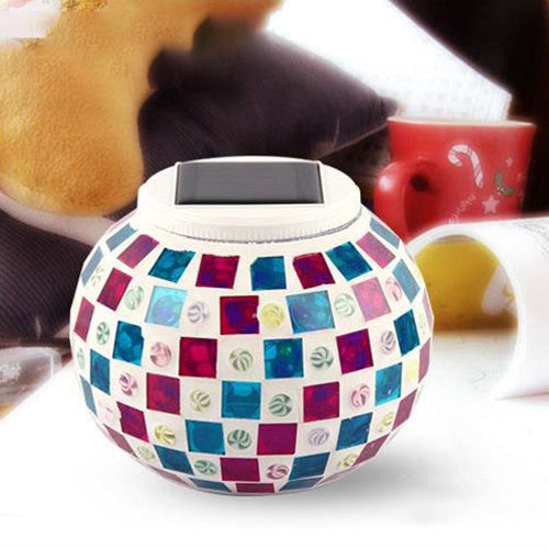 Mosaico de mesa de globo de mosaico Tombra de vidrio manchado de vidrio de iluminación solar decorativa para la cama