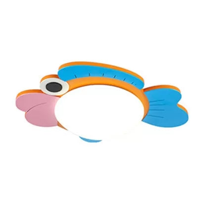 Cartoon Fish Wall Light Legno leggero e applique a parete a LED acrilico per ragazzi camera da letto