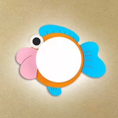 Cartoon Fish Wall Light Legno leggero e applique a parete a LED acrilico per ragazzi camera da letto