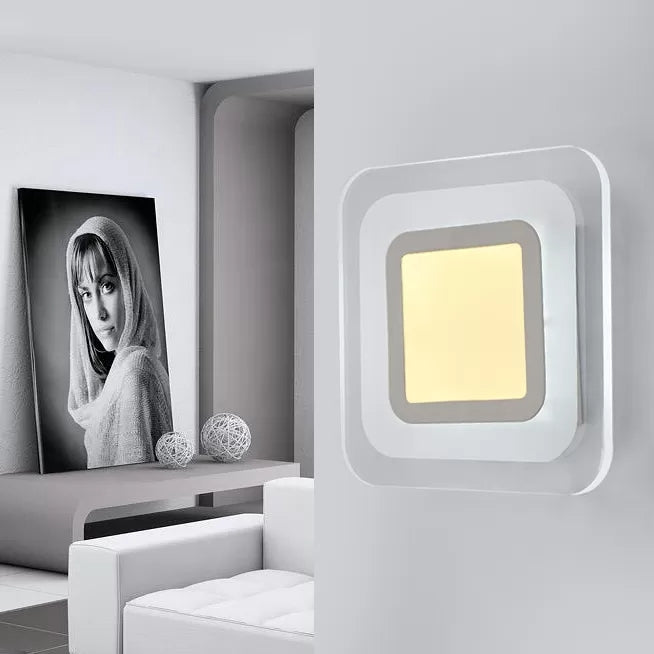 White Slim Square LED Wall Sconce Simple Style Acrylic Wall Light for Stair