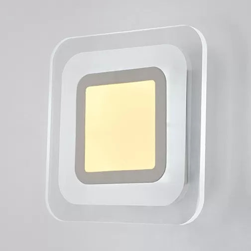 White Slim Square LED Wall Sconce Simple Style Acrylic Wall Light for Stair
