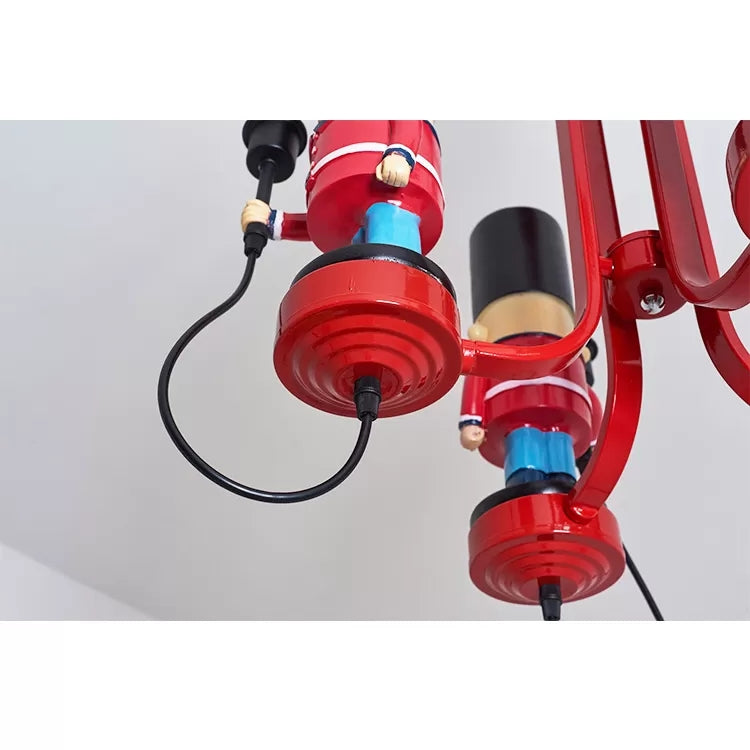 Kindergarten Candle Pendant Light with Solider Metal Modern Red Hanging Light