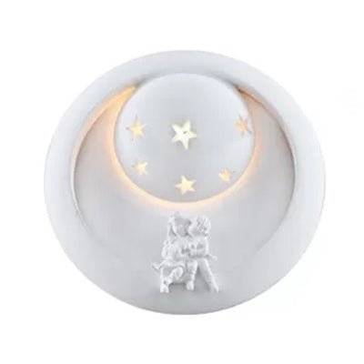 Romantic White Wall Sconce Starry Resin Wall Light with Little Kids for Child Bedroom