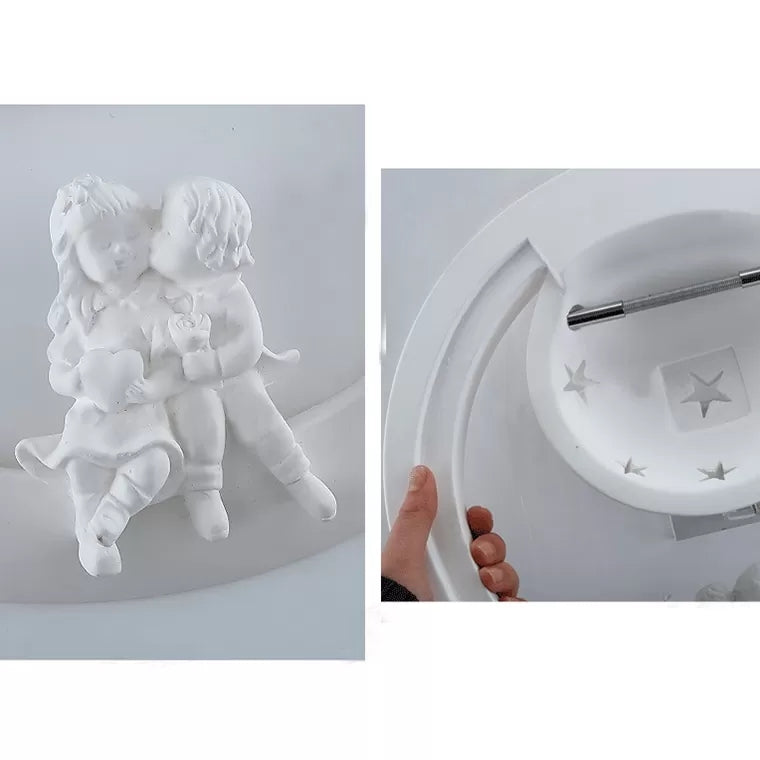 Romantic White Wall Sconce Starry Resin Wall Light with Little Kids for Child Bedroom