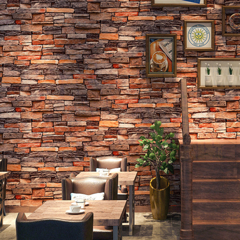 Rouleau de papier peint en brique empilée, décoration murale industrielle de couleur naturelle, 57,1 pieds carrés, pour café, non collé