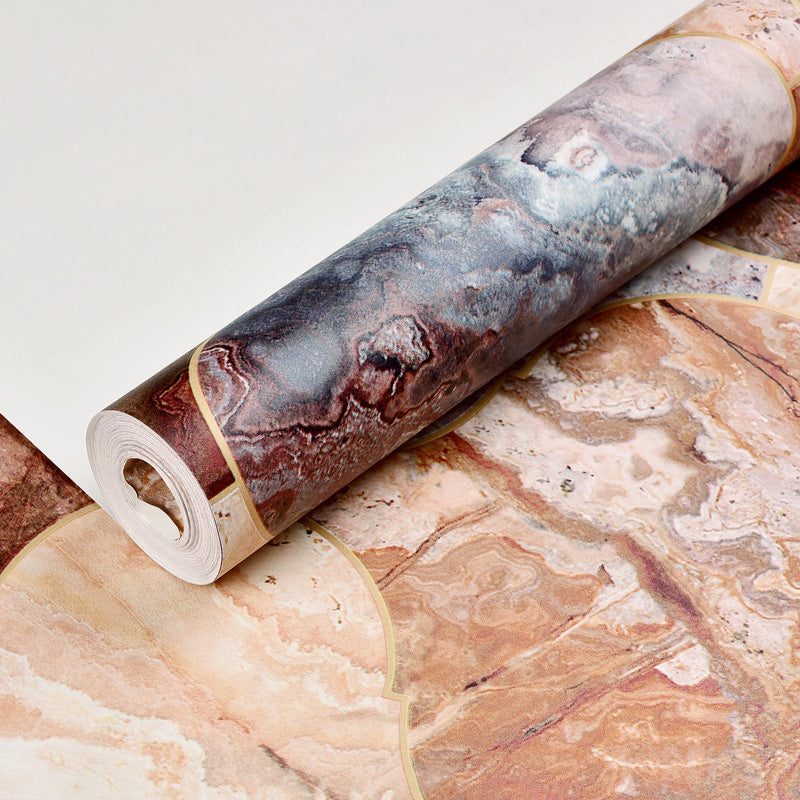 Marble Effect Wall Decor for Living Room Lantern Wallpaper in Red, Stain-Resistant