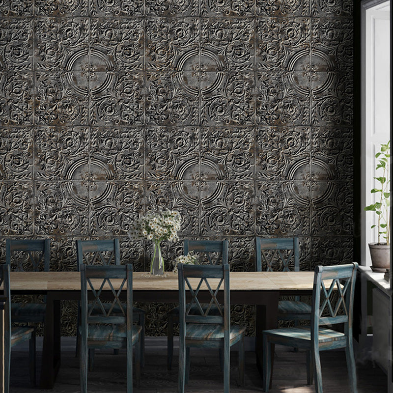 3D-Druck-Tapete mit metallischen Schnitzereien für thematische Restaurantdekoration in neutralen Farben, 33' x 20,5"