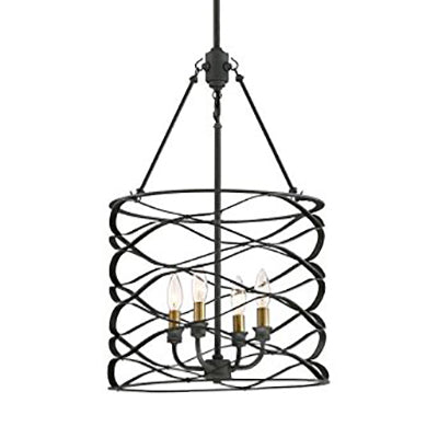 Lampe suspendue cylindrique noire avec nuance de cage fer industriel 4 ampoules salon lux