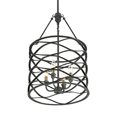 Lampe suspendue cylindrique noire avec nuance de cage fer industriel 4 ampoules salon lux