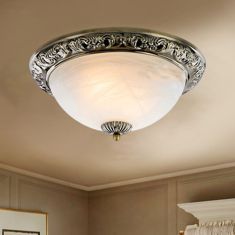 Frosted Glass Bronze/Copper Flushmount Lighting Cone 2 Bulbs 11"/13"/15" W Vintage Close to Ceiling Lamp