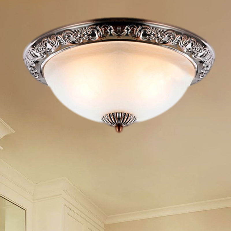 Frosted Glass Bronze/Copper Flushmount Lighting Cone 2 Bulbs 11"/13"/15" W Vintage Close to Ceiling Lamp