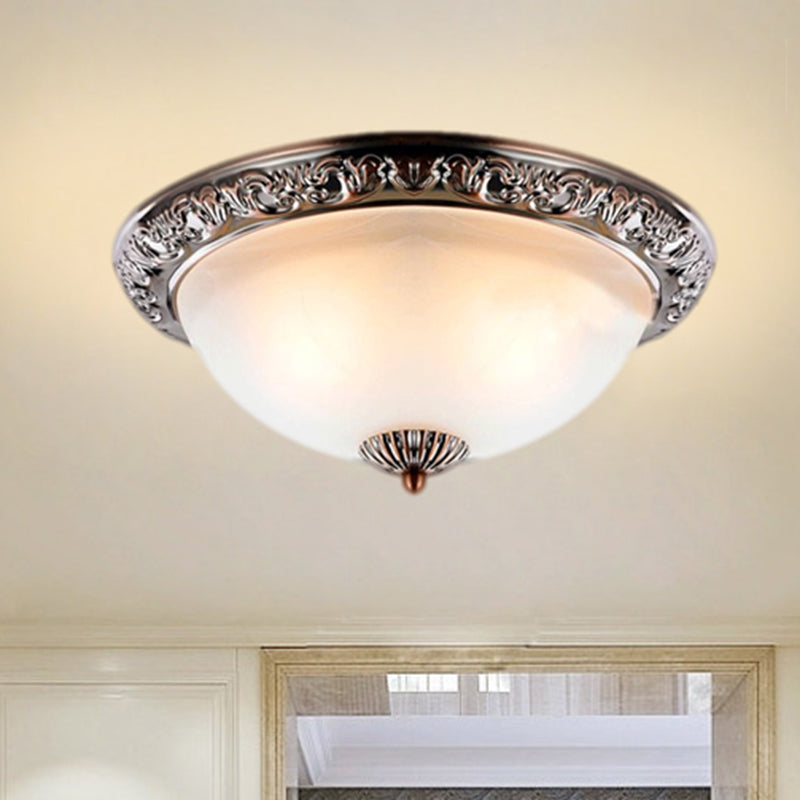 Frosted Glass Bronze/Copper Flushmount Lighting Cone 2 Bulbs 11"/13"/15" W Vintage Close to Ceiling Lamp