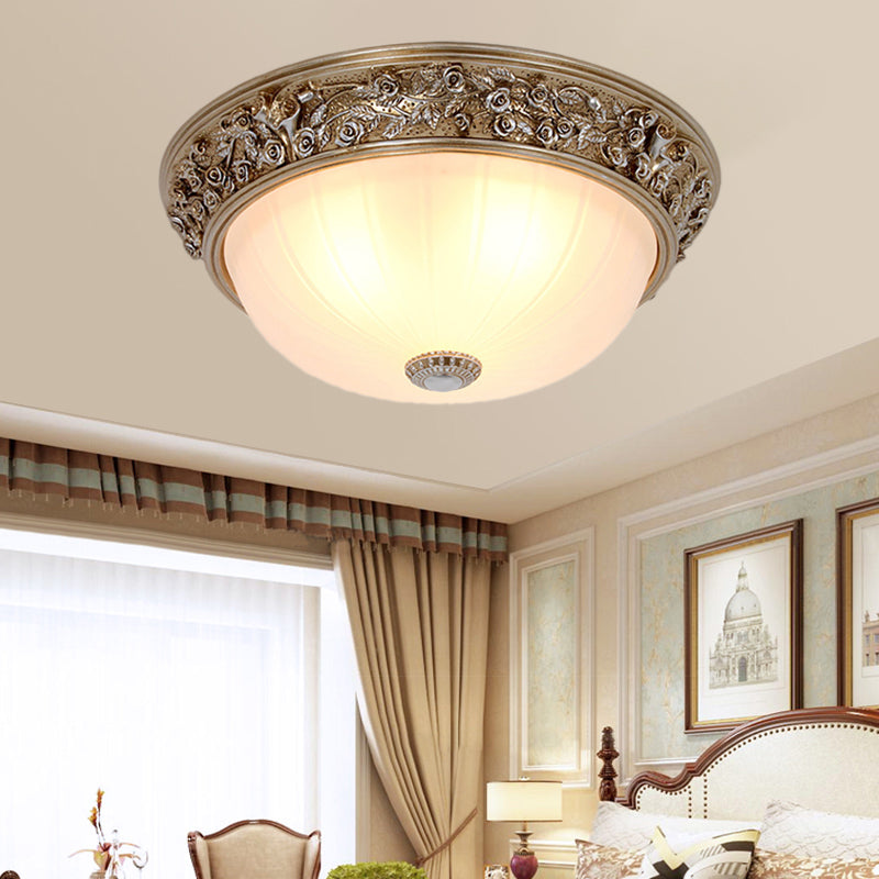 Semi-Ball Bedroom Ceiling Light Fixture Minimalism Resin 2/3-Head 13"/16" Wide Aged Silver Flush Mount Lighting