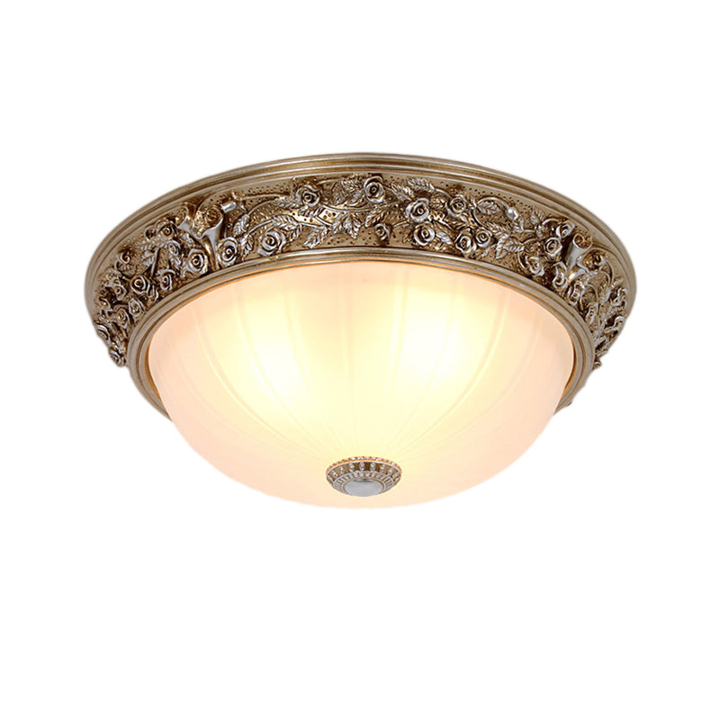 Semi-Ball Bedroom Ceiling Light Fixture Minimalism Resin 2/3-Head 13"/16" Wide Aged Silver Flush Mount Lighting