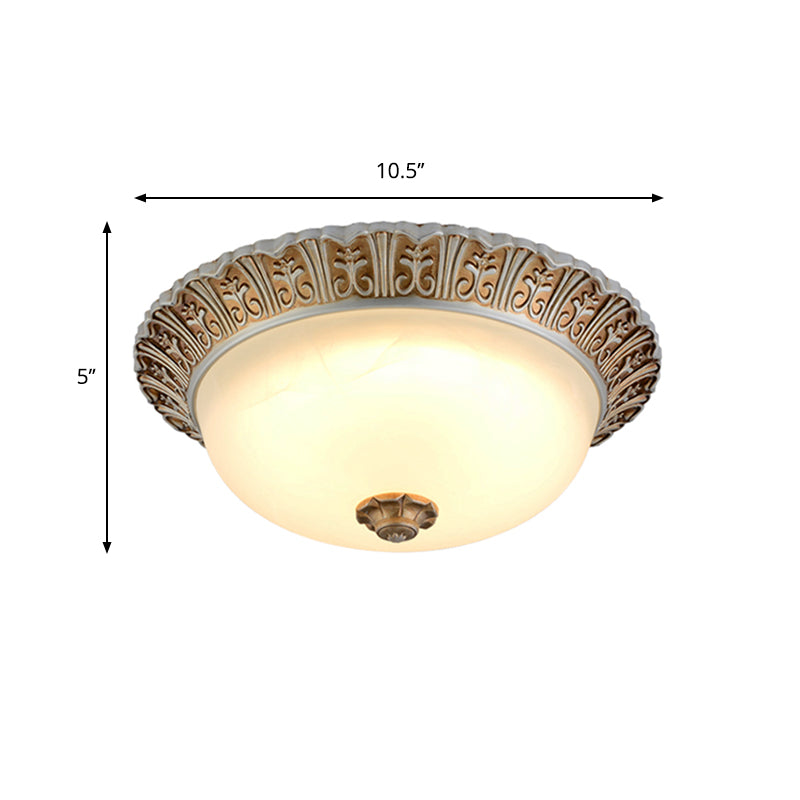 10.5"/12.5" W LED Opal Glossy Glass Ceiling Flush Traditional Khaki Dome Living Room Flush Mount Lighting