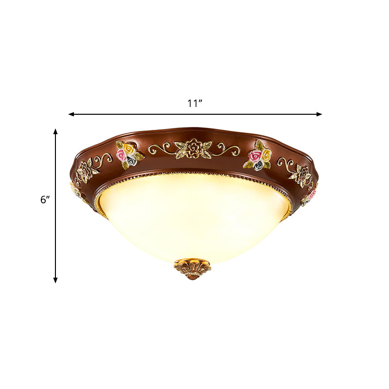 Lampada da incasso affusolata per camera da letto in resina vintage a 3 luci 11"/15"/19" ampia plafoniera rosso marrone