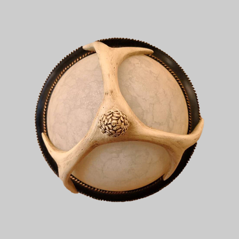 2 - Testa Semi - Ball Flush Monte Lighting Classic Legno Resina Soffitto Fissaggio con Antler Deco per Bedroom