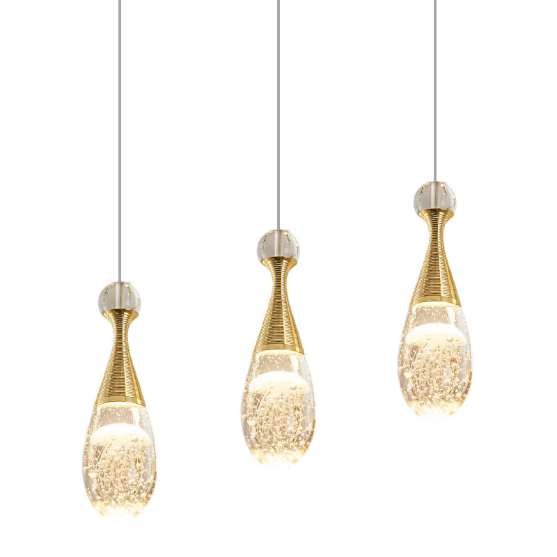 Tearcamio modernista Multi Light Crystal Crystal Glass Crystal Glass a 3 bulbina Apparecchiatura a soffitto in cromo