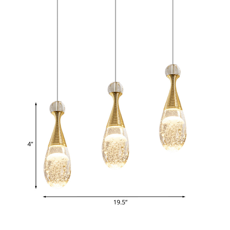 Tearcamio modernista Multi Light Crystal Crystal Glass Crystal Glass a 3 bulbina Apparecchiatura a soffitto in cromo