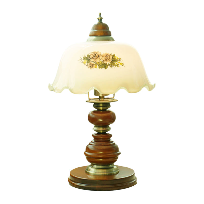 Opal Glass Brown Smasled Table Lighting Dome Dome 1-Bulb Classic Liking Light With Baluster Design