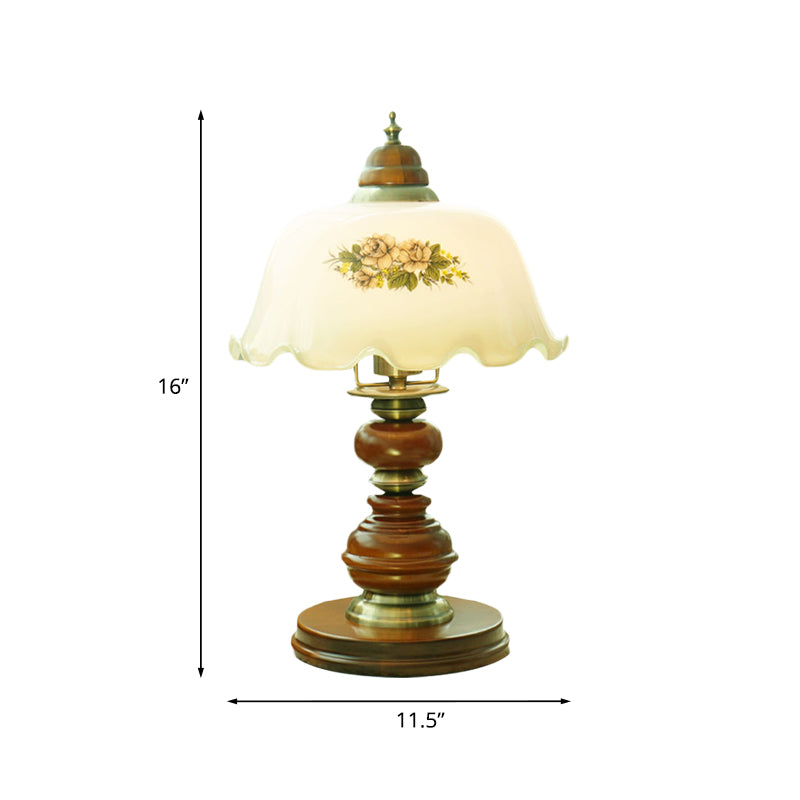 Opal Glass Brown Smasled Table Lighting Dome Dome 1-Bulb Classic Liking Light With Baluster Design