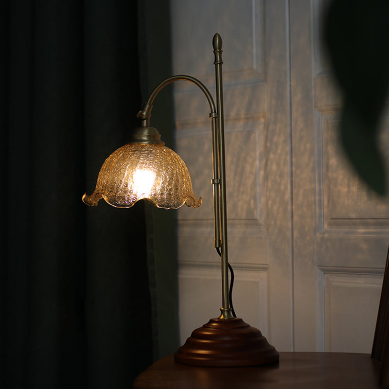 Verre craquelée Bell Floral Bureau lampe minimalisme 1 chambre à coucher légère LIVRE LIVRE EN GOL