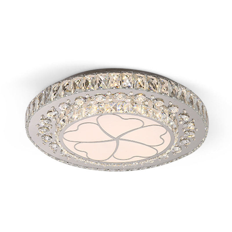 Floral Design Crystal Suspension Lighting Simple Bedroom LED Pendulum Light in Stainless Steel