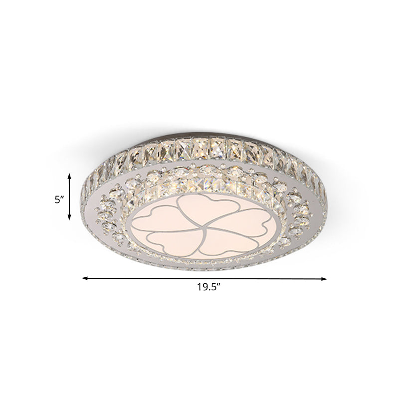 Floral Design Crystal Suspension Lighting Simple Bedroom LED Pendulum Light in Stainless Steel