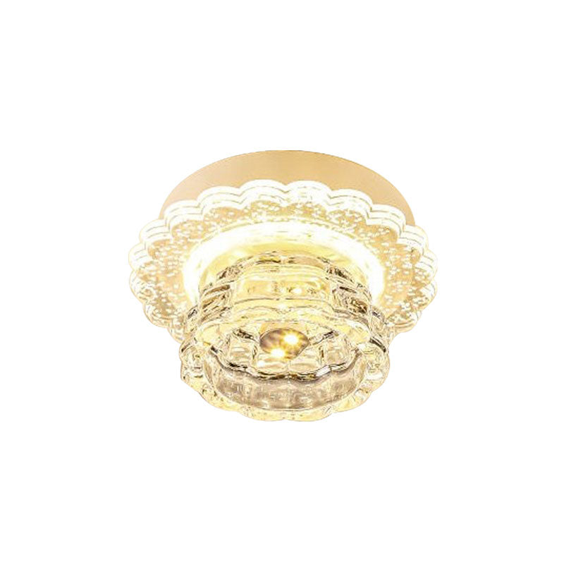 Simple Dome Flush Mount Recessed Lighting Clear Crystal LED Light Fixture Ceiling for Corridor