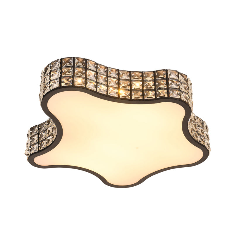 Minimalist Star Flush Ceiling Light LED Inserted Crystal Light Fixture Ceiling in Black