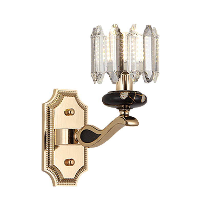 Cylindrical Bedroom Murce Galce Light Minimaliste Verre à facettes 1 Tête Gold Moup de montant Lampe