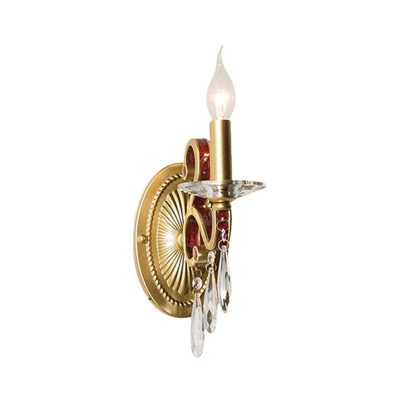 1 Bulb Sconce Light Fixture Traditional Gold Conical Living Room Wall light with/without Fabric Shade