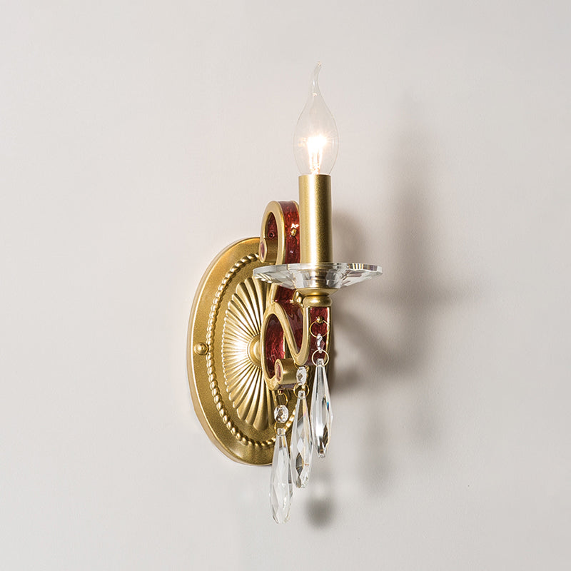 1 Bulb Sconce Light Fixture Traditional Gold Conical Living Room Wall light with/without Fabric Shade