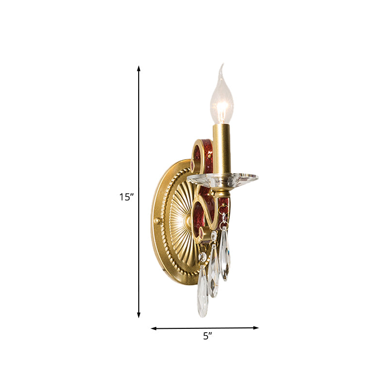 1 Bulb Sconce Light Fixture Traditional Gold Conical Living Room Wall light with/without Fabric Shade