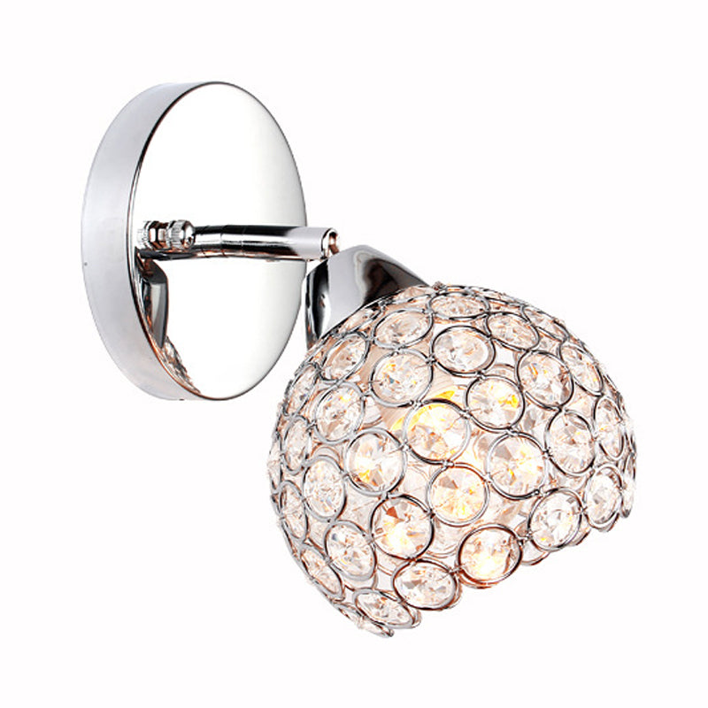 1 Licht ingevoegde kristalwandlamp Lichte armatuur Chrome Dome Woonkamer Wand SCONCE VERLICHTING
