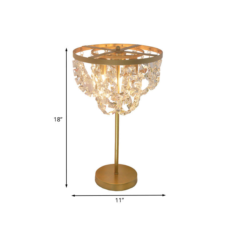 1-Bulb-facettiertes Glas Tisch Licht minimalistisch Gold Wohnzimmer Nachttisch Lampe mit Kette