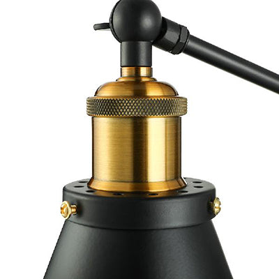 Cone de cono rotativo enchufe en una lámpara de apliques con cable enchufable estilo industrial de 1 cabezal luz de pared de dormitorio en negro