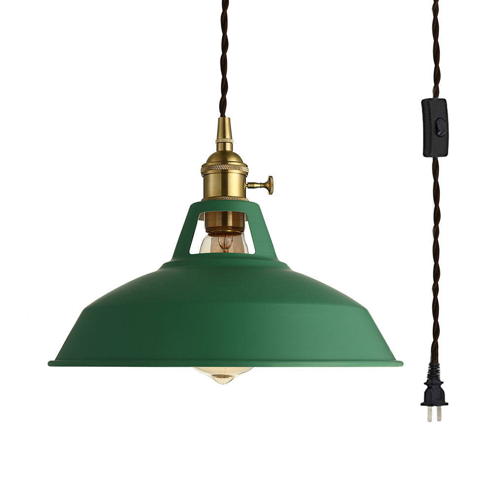 Green Barn Ceiling Light Industrial Stylish Metal 1 Light Living Room Pendant Lamp with Plug-In Cord