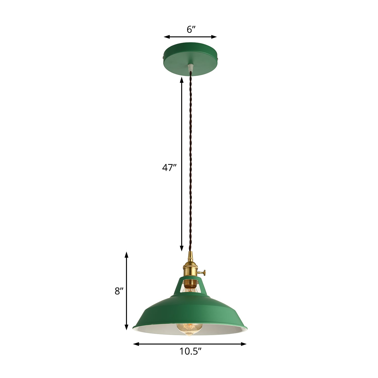 Green Barn Ceiling Light Industrial Stylish Metal 1 Light Living Room Pendant Lamp with Plug-In Cord