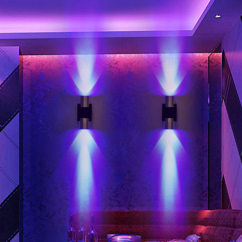 Tube Disco Pub Wall Light Fixture Aluminum Simple 3"/4.5" H LED Wall Mount Lighting in Silver, Blue/Yellow/Purple Light