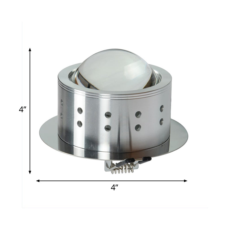 Round Metallic Flush Ceiling Light Simple Chrome Finish LED Flushmount with Crystal Ball Shade, 7 Color Light