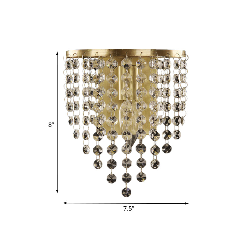 Écran de paroi conique minimaliste 1 luminaire de paroi de chaîne cristalline légère en laiton