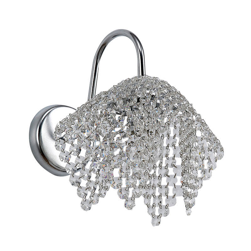 1 Light Wall Mount Light Fixture Nordic Web Crystal Drip Wall Sconce Lighting in Chrome
